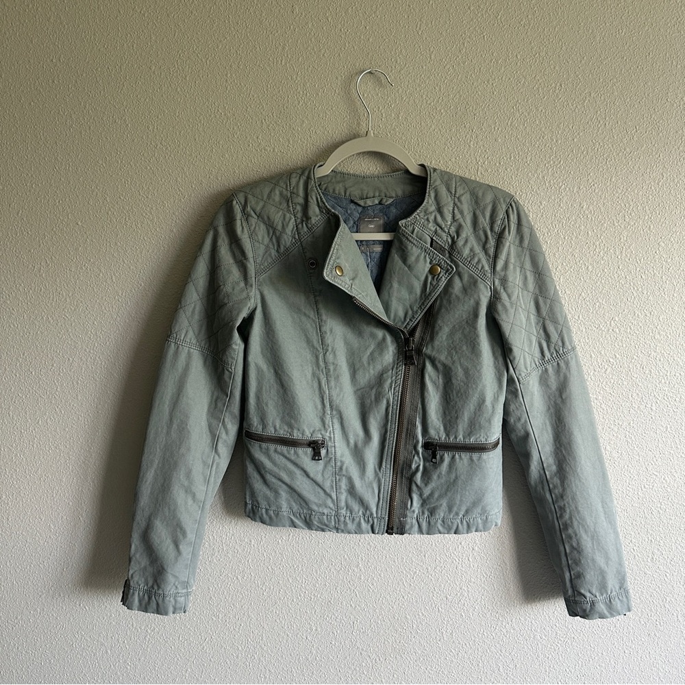 NWT GAP Green Quilted Moto Jacket 0